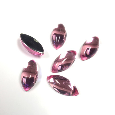 Plastic Flat Back Foiled Cabochon - Navette 15x7MM ROSE