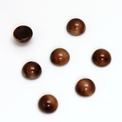 Glass Medium Dome Cabochon - Round 07MM BROWNHORN