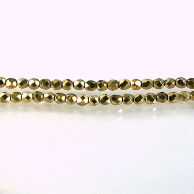 Czech Glass Fire Polish Bead - Round 03MM Full Coated AURUM
