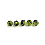 Czech Glass Lampwork Bead - Round 06MM OLIVENE with Swirl Design