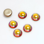 Glass Medium Dome Foiled Cabochon - Round 09MM TOPAZ AB