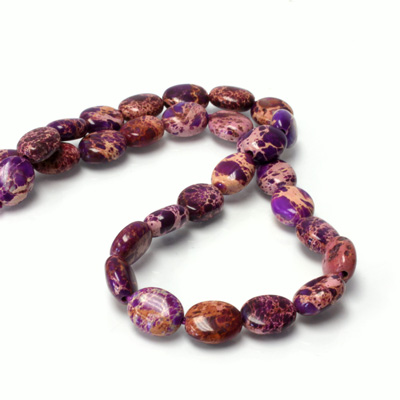 Gemstone Bead Smooth Lentil Oval 10x8MM SEA SEDIMENT JASPER DYED PURPLE