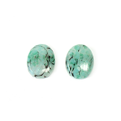 Japanese Glass Buff Top Single Bevel Cabochon - Oval 10x8MM MOSS AGATE