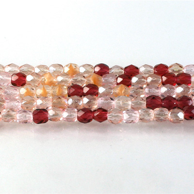 Czech Glass Fire Polish Bead - Round 04MM PINK MIX