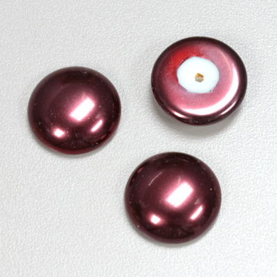 Glass Medium Dome Pearl Dipped Cabochon - Round 18MM GARNET