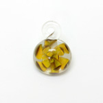 Glass Lampwork Pendant - Round 20MM Flower GOLD CRYSTAL