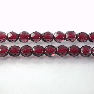 Czech Glass Fire Polish Bead - Round 06MM AMETHYST BURGUNDY LINE
