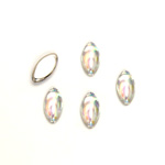 Glass Medium Dome Foiled Cabochon - Navette 10x5MM CRYSTAL AB