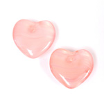 German Pressed Glass Pendant - Smooth Heart 15MM ROSE QUARTZ