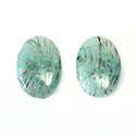 Japanese Glass Buff Top Single Bevel Cabochon - Oval 18x13MM MOSS AGATE