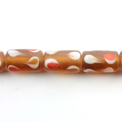 Glass Lampwork Bead - Tube Smooth 16x10MM MATTE PEACOCK DK TOPAZ