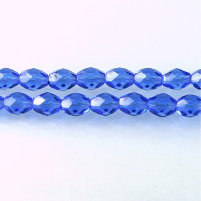 Czech Glass Fire Polish Bead - Oval 07x5MM SAPPHIRE