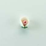 Ceramic Flat Back Flower - Rose 08MM WHITE with PINK