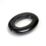 Italian Plastic Bead - Mixed Color Smooth Oval Ring 40x30MM JET