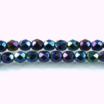 Czech Glass Fire Polish Bead - Round 06MM Full Coated IRIS BLUE