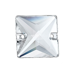 Preciosa Crystal Flat Back 2-Hole Sew-On Foiled Stone - Square 16MM CRYSTAL