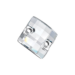 Preciosa Crystal Flat Back 2-Hole Sew-On Foiled Stone - Square Chessboard 12x12MM CRYSTAL AB