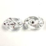 Czech Glass Lampwork Bead - Oval Twist 18x11MM CRYSTAL SILVER LINE 0062