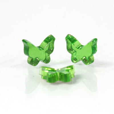 German Glass Flat Back Foiled Mirror - Butterfly 9MM PERIDOT