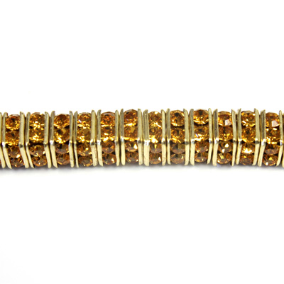 Czech Rhinestone Rondelle - Square 04.5MM TOPAZ-GOLD
