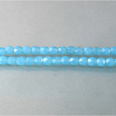 Czech Glass Fire Polish Bead - Round 04MM OPAL AQUA