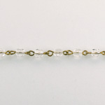 Linked Bead Chain Rosary Style with Glass Fire Polish Bead - Round 4MM CRYSTAL-Brass