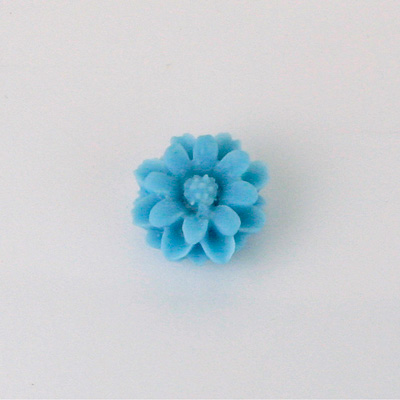 Plastic Carved No-Hole Flower - Dahlia 12MM MATTE CAPRI BLUE