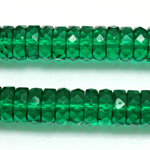 Czech Glass Fire Polished Bead - Rondelle 10x4MM DK EMERALD