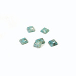Glass Low Dome Buff Top Cabochon - Lampwork Square 04x4MM TURQUOISE MATRIX (03191)