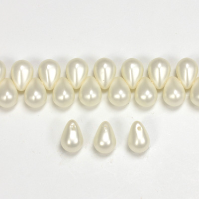 Glass Pendant Pearl Drop 8x6MM MATTE WHITE