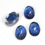 Glass Medium Dome Lampwork Cabochon - Oval 14x10MM GOLD FLECK SAPPHIRE (05054)