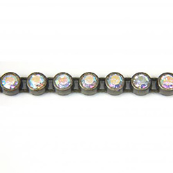 Plastic Rhinestone Banding 1 Row PP26 (SS13) CRYSTAL AB-ANTIQUE GOLD