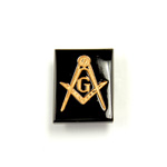 Glass Flat Back Intaglio Masonic Cushion 16x12MM GOLD ON JET