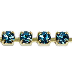 Preciosa MAXIMA Crystal Rhinestone Cup Chain - SS16 INDICOLITE-GOLD