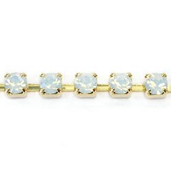 Preciosa MAXIMA Crystal Rhinestone Cup Chain - PP24 (SS12) WHITE OPAL-GOLD