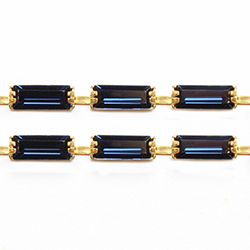 Preciosa Rhinestone Chain Fancy Shape Baguette 07x3MM DARK INDIGO-RAW