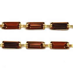 Preciosa Rhinestone Chain Fancy Shape Baguette 07x3MM SMOKE TOPAZ-RAW
