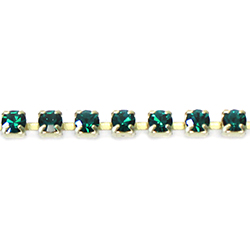Preciosa Crystal Rhinestone Cup Chain - PP14 (SS6.5)  EMERALD-RAW