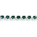 Preciosa Crystal Rhinestone Cup Chain - PP14 (SS6.5)  EMERALD-SILVER