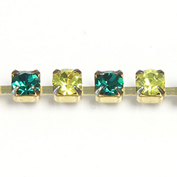 Preciosa Crystal Rhinestone Cup Chain - SS16 EMERALD/CITRINE-RAW