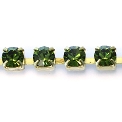 Preciosa Crystal Rhinestone Cup Chain - SS16 OLIVINE-RAW