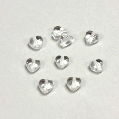 Czech Pressed Glass Bead - Smooth Heart 06x6MM CRYSTAL