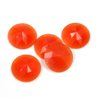 Fiber-Optic Flat Back Cabochon - Rauten Rose Round 12MM CAT'S EYE ORANGE