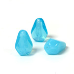 Czech Pressed Glass Bead - Faceted Pear 15x10MM OPAL AQUA