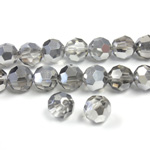 Chinese Cut Crystal Bead 32 Facet - Round 06MM CRYSTAL with HALF SILVER