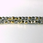 Czech Glass Fire Polish Bead - Round 04MM 1/2 Coated CRYSTAL/AURUM