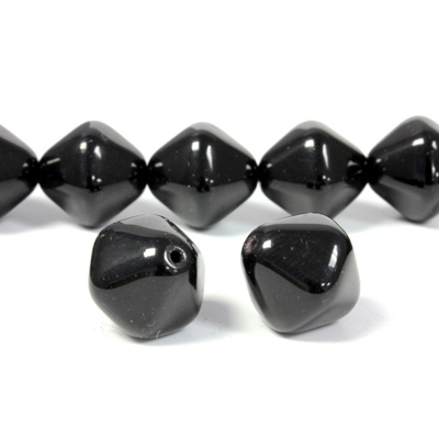 Czech Pressed Glass Bead - Smooth Bicone 15MM JET