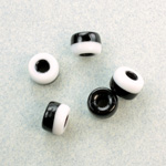 Czech Pressed Glass Roller Bead - Smooth Pony 09x6MM WHITE JET 2-Color