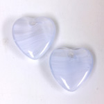 German Pressed Glass Pendant - Smooth Heart 15MM BLUE QUARTZ