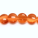 Fiber Optic Synthetic Cat's Eye Bead - Smooth Lentil Round 12MM CAT'S EYE COPPER